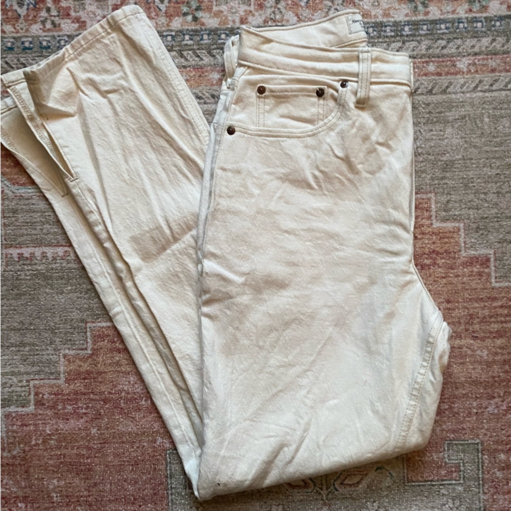 Off white 90s high rise straight leg jeans